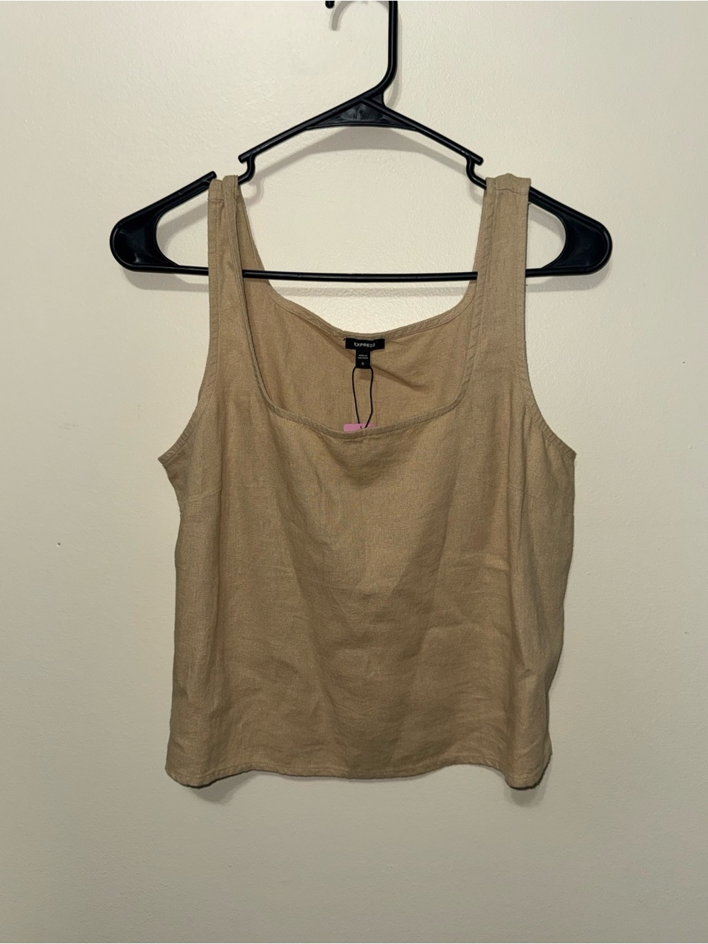Express Beige Square Neck Linen Tank Top